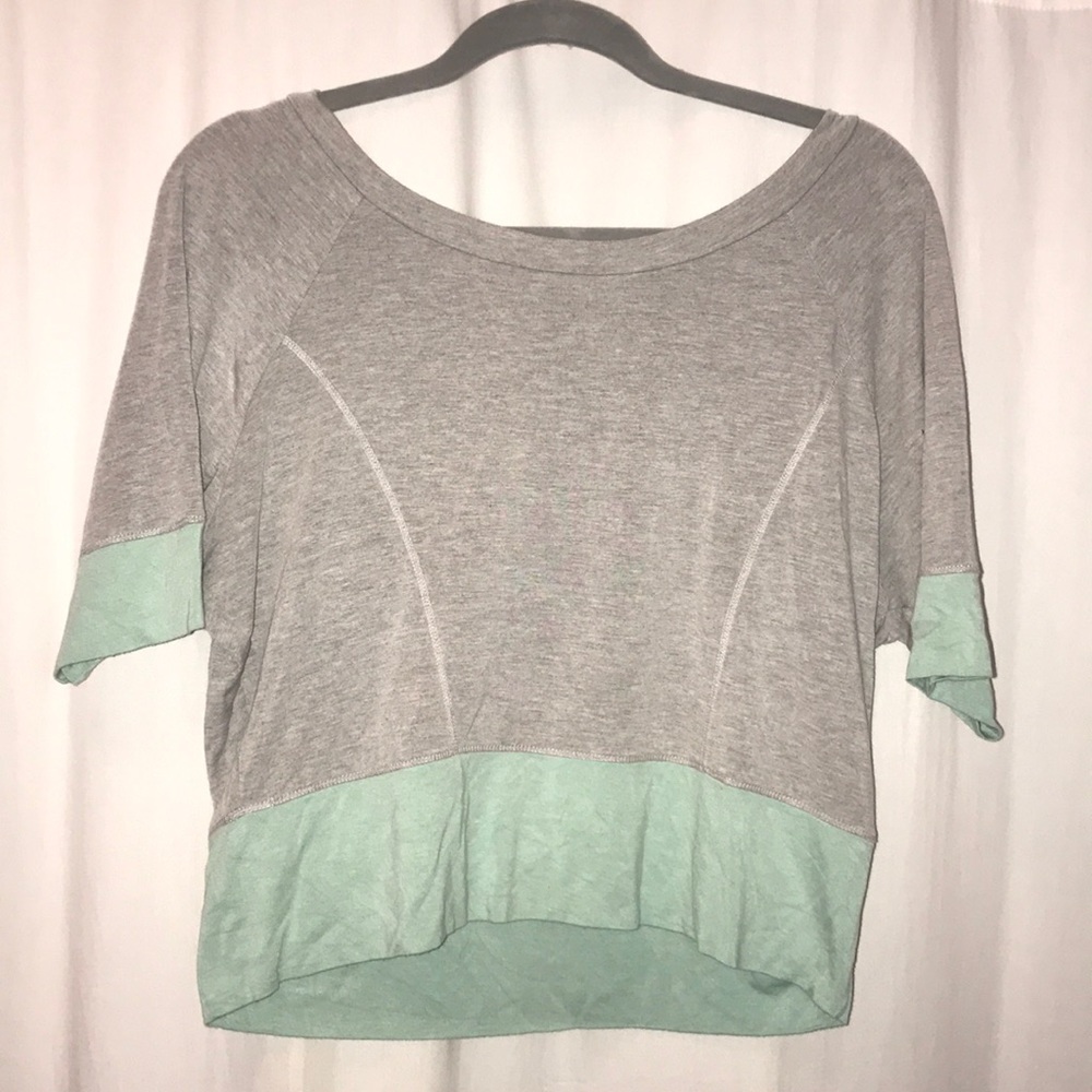 Grey and Mint Mid Sleeve Shirt